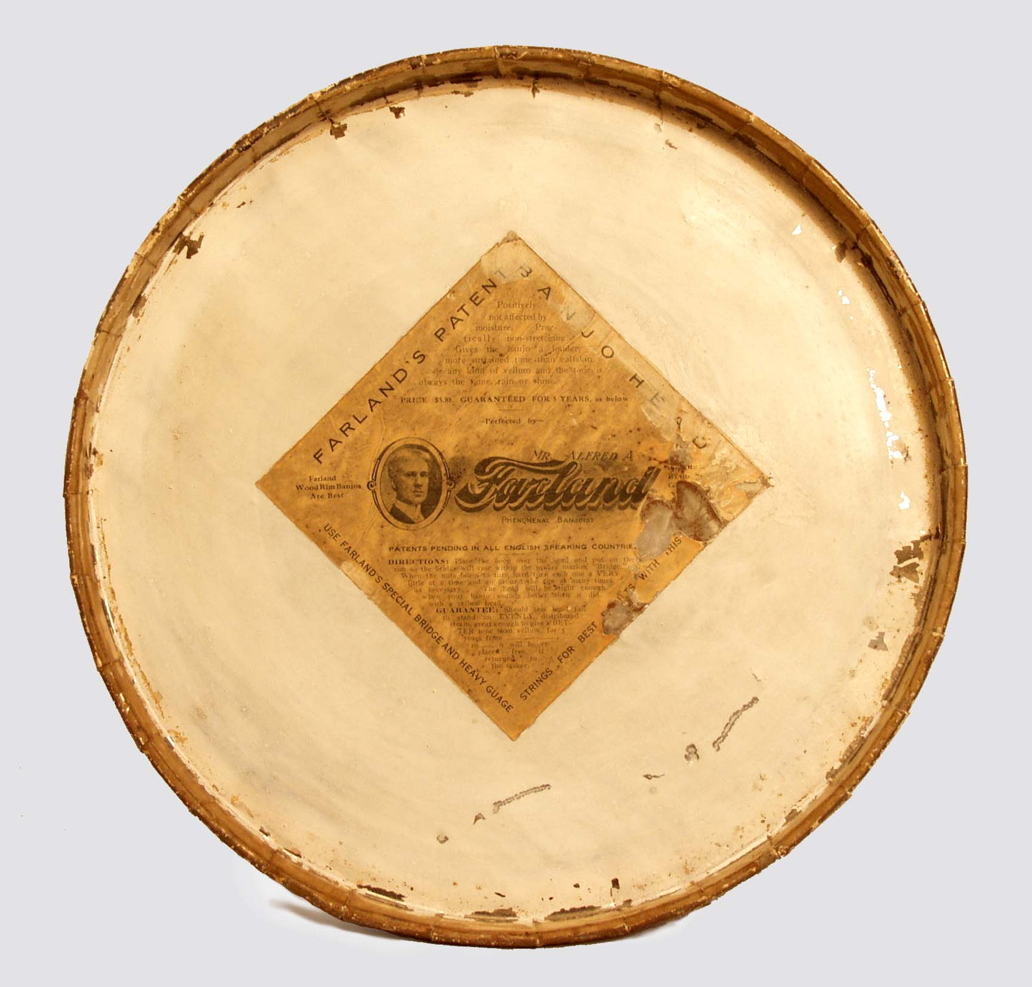 A. A. Farland Metal Banjo Head Banjo Parts (1918)
