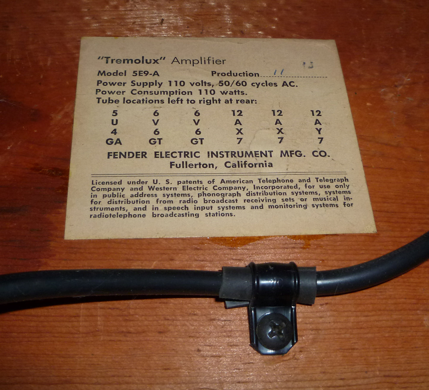 Fender Tremolux Model 5E9-A Tube Amplifier (1959)