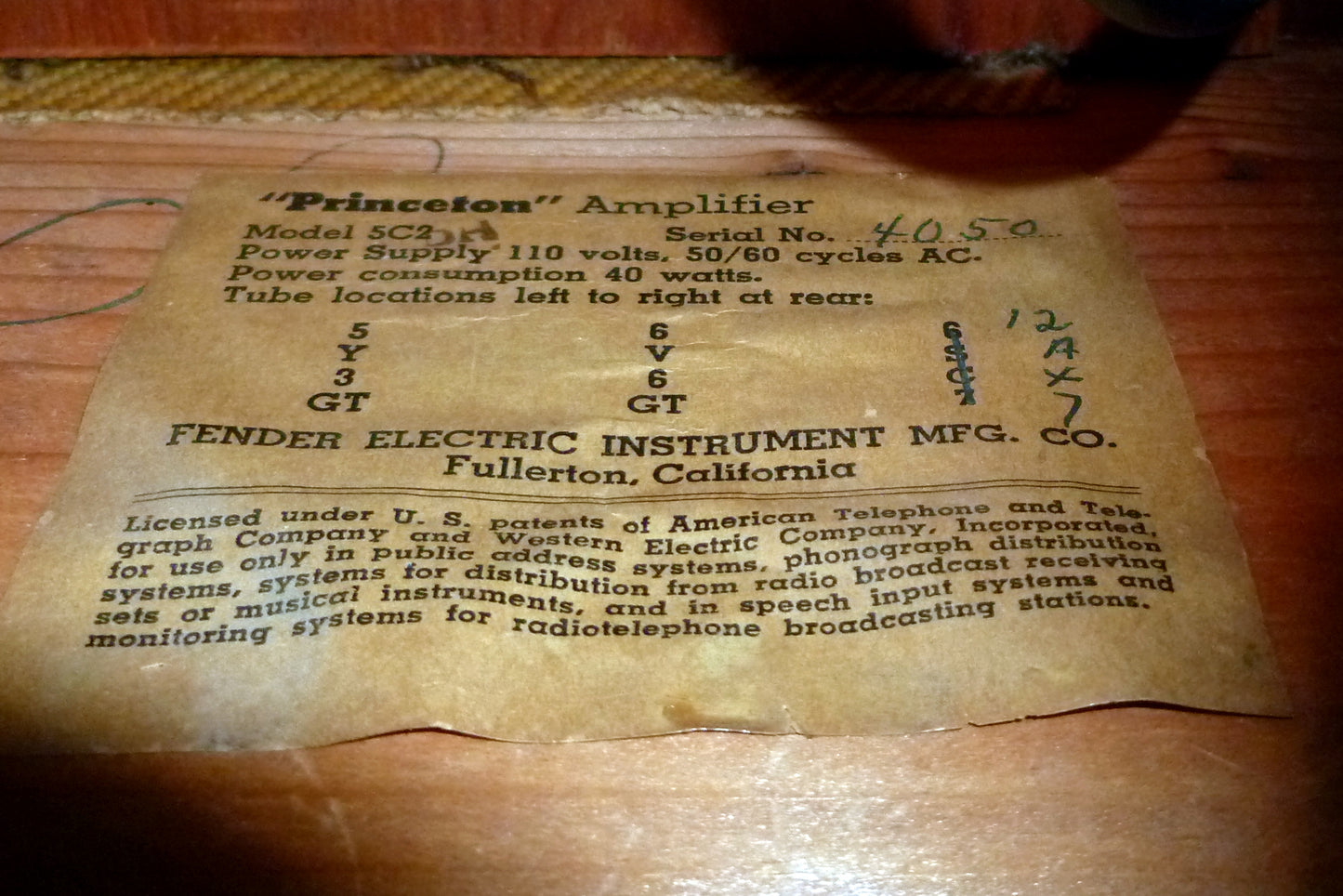 Fender Princeton 5C2 Tube Amplifier (1953)