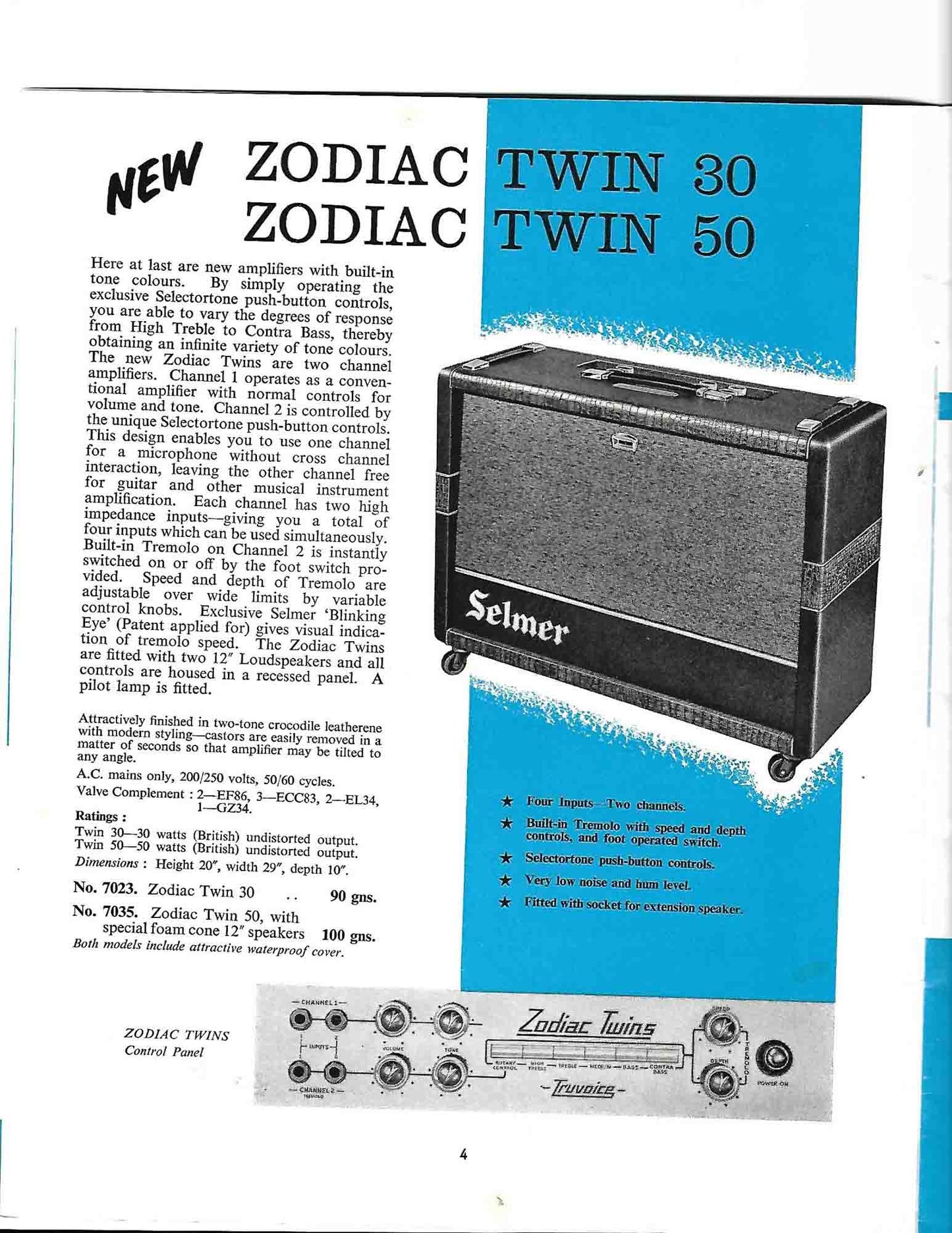 Selmer Zodiac Twin Fifty Tube Amplifier (1964)