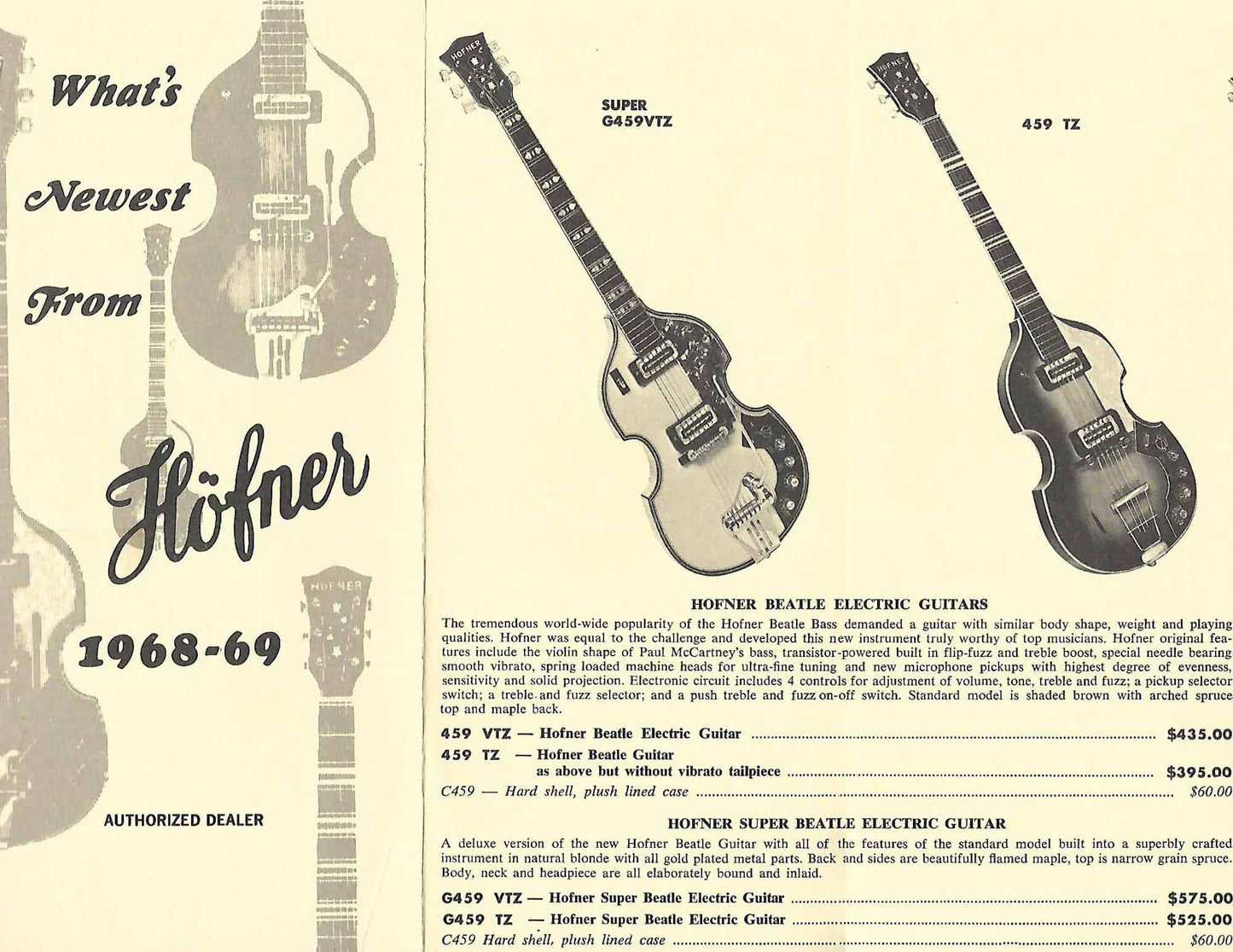 Hofner Model 459TZ Semi-Hollow Body Electric Guitar (1968)
