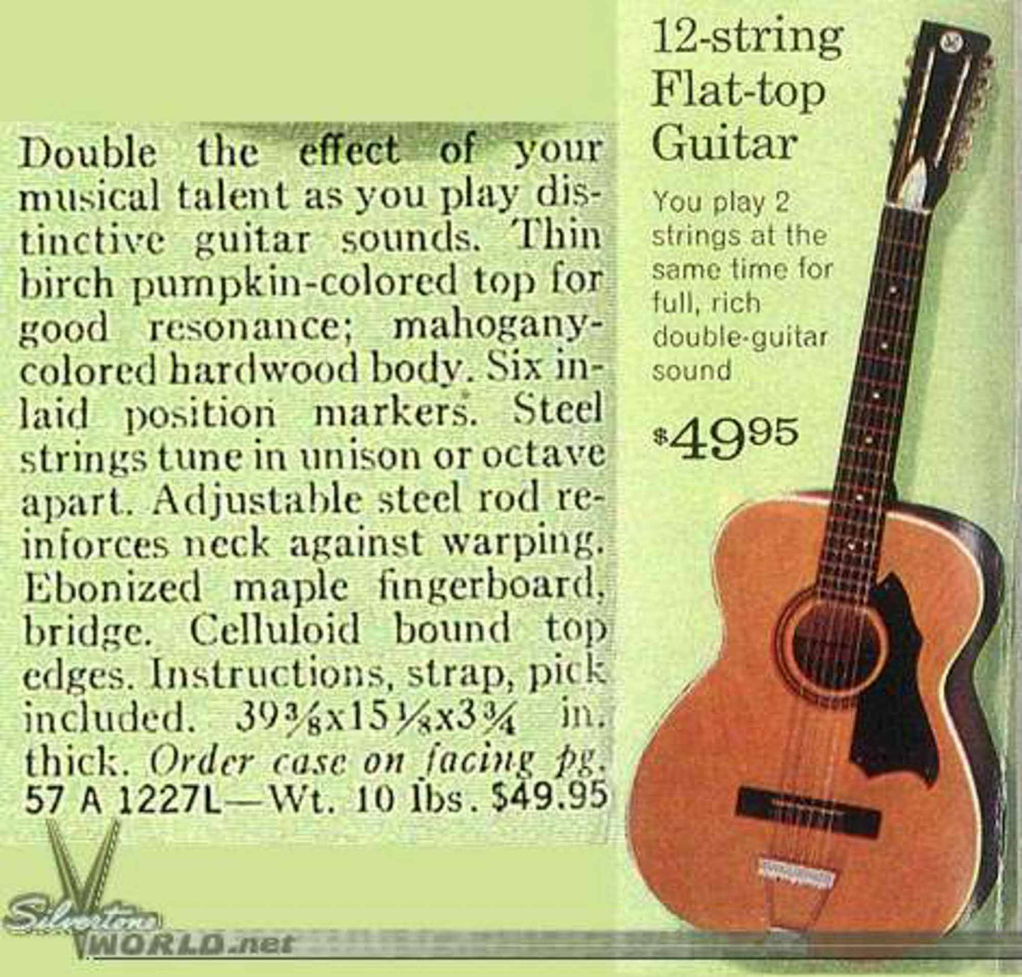 Harmony Silvertone Model 1227 12 String Flat Top Acoustic Guitar (1972)