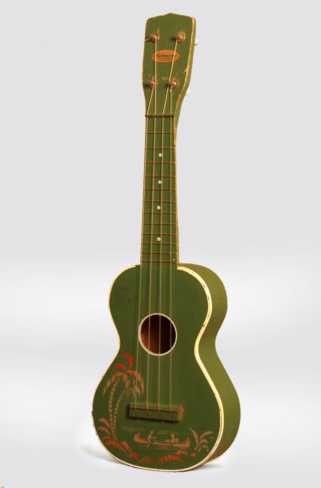 Harmony Decorated Palm Tree and Canoe Soprano Ukulele (1950's)