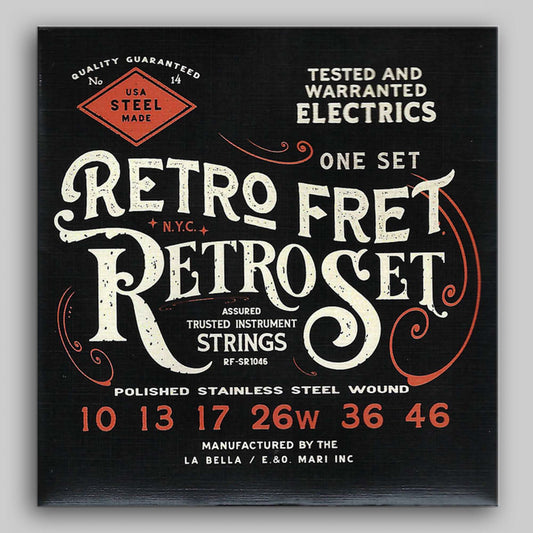 LaBella Retrofret RetroSet 10's Polished Stainless Steel Round wound guitar
