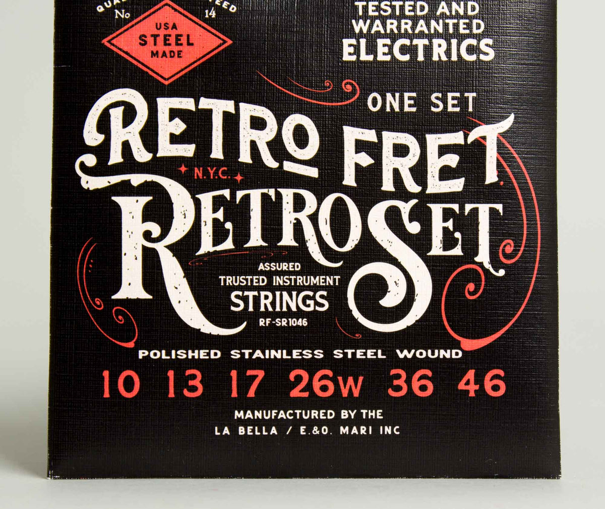 Retrofret RetroSet Strings by LaBella, 10's Polished Stainless Steel Round wound guitar