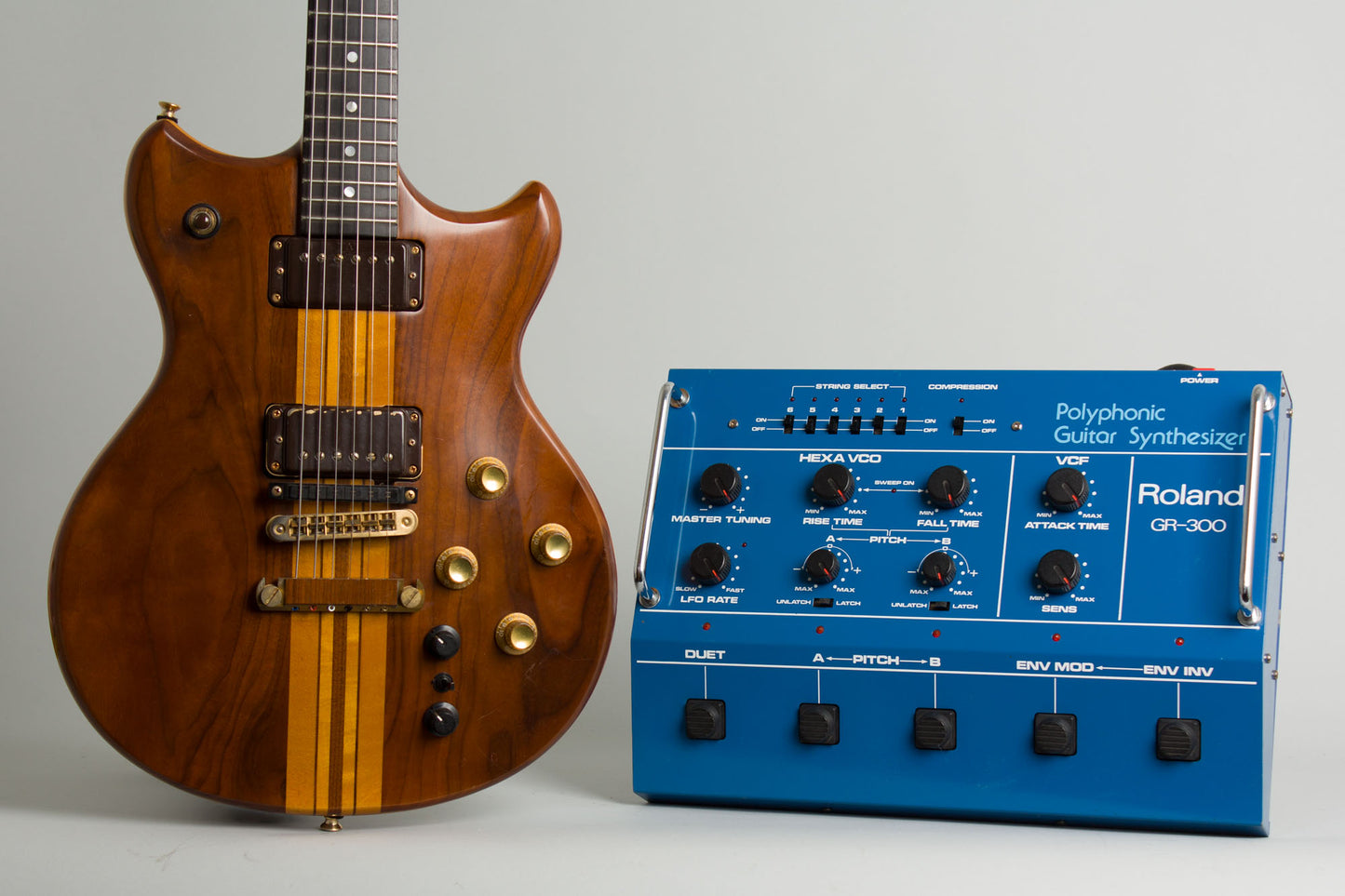 Roland GR-300 Polyphonic Guitar Synthesizer with G-808 Solid Body Electric Guitar (1983)