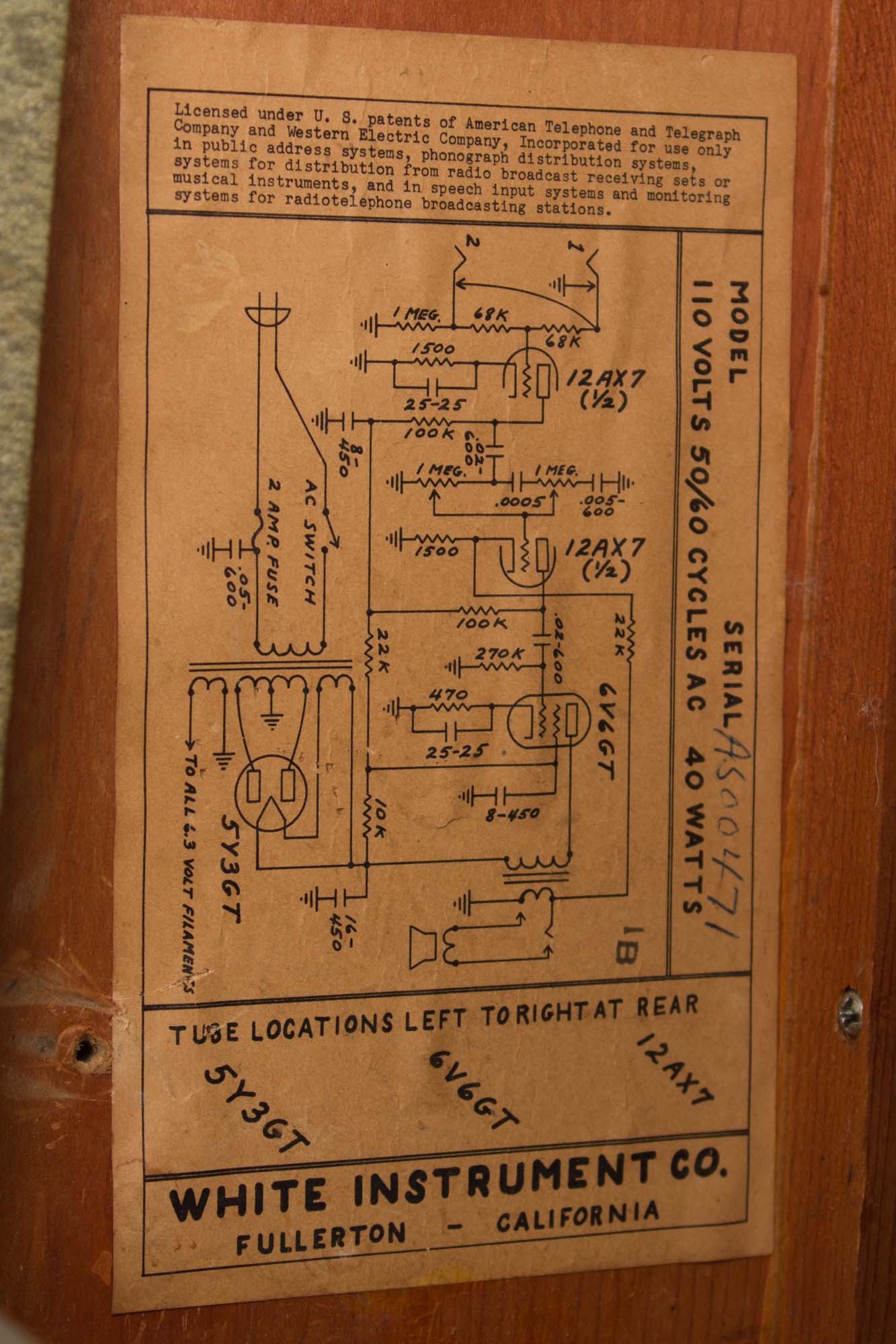 Fender White Tube Amplifier (1960)