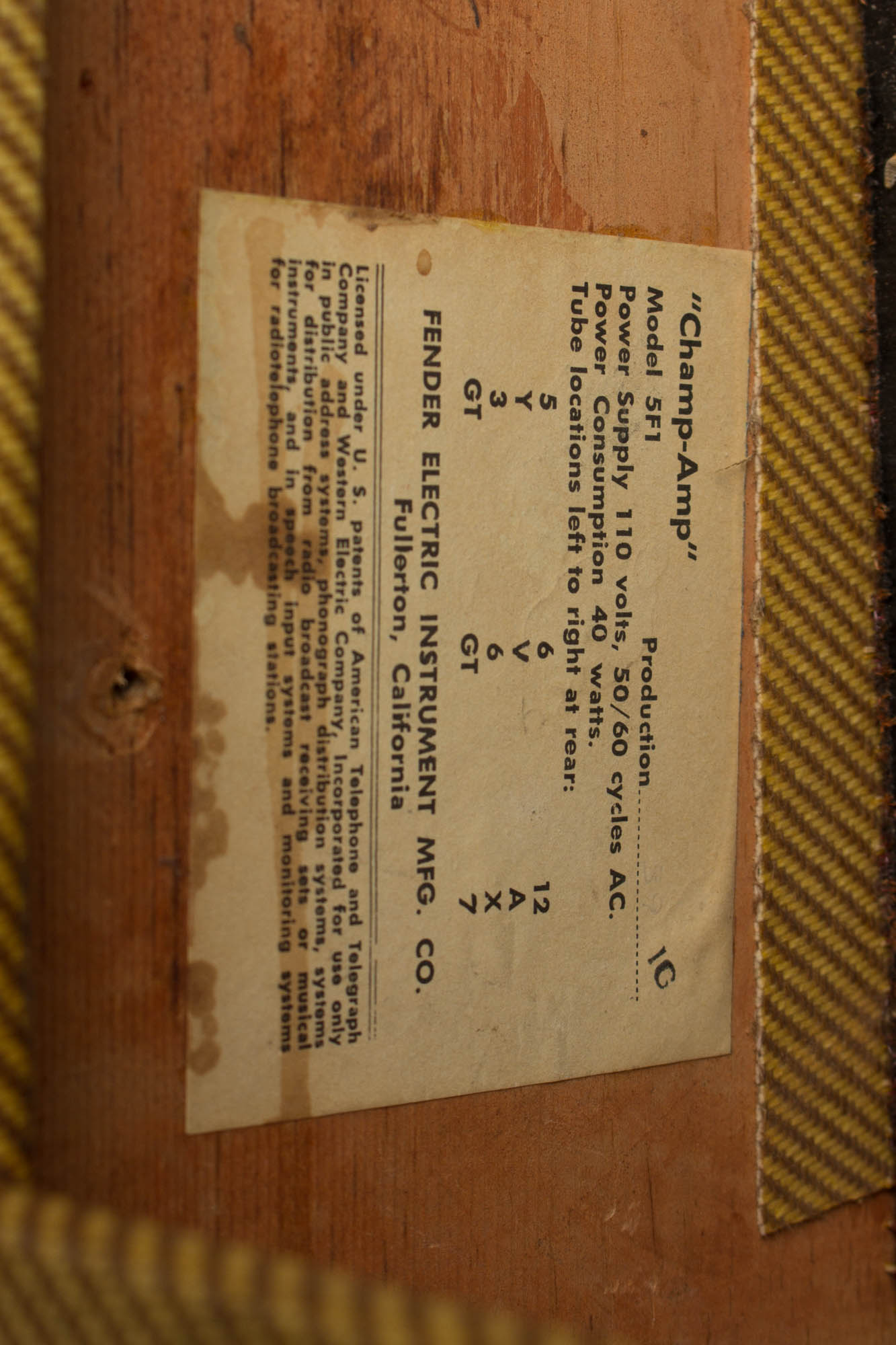 Fender Champ 5F1 Tube Amplifier (1959)