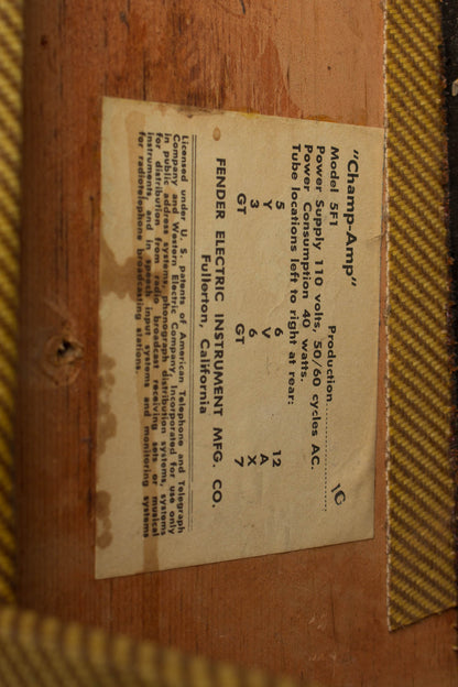 Fender Champ 5F1 Tube Amplifier (1959)