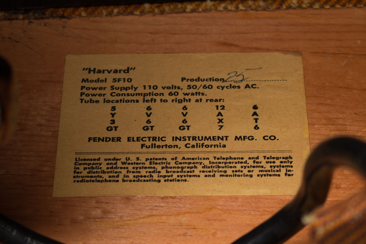 Fender Harvard Model 5F10 Tube Amplifier (1960)