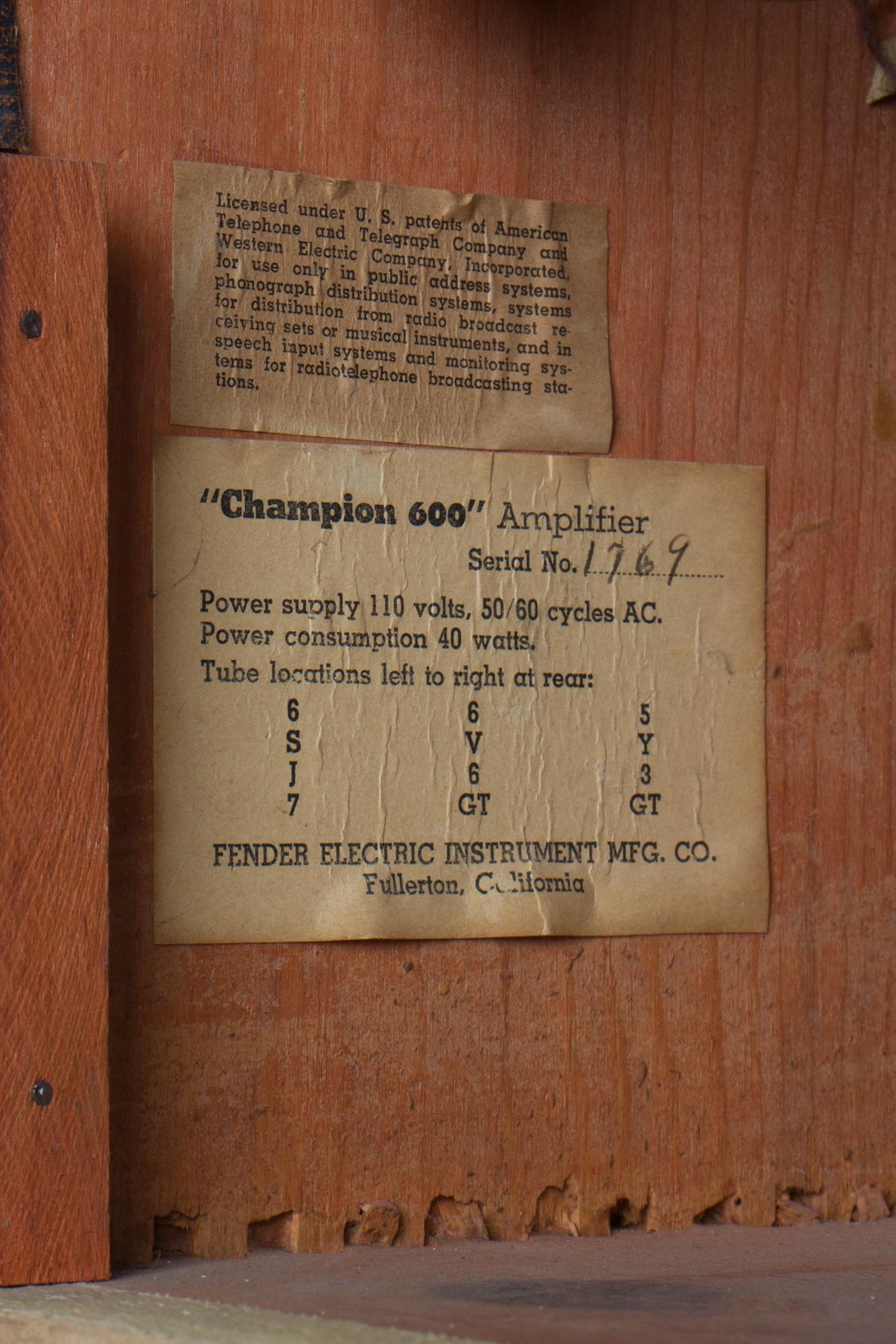 Fender Champion Model 600 Tube Amplifier (1951)