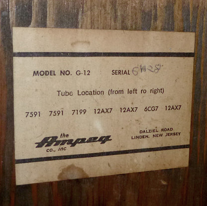 Ampeg Gemini I Model G-12 Tube Amplifier (1966)