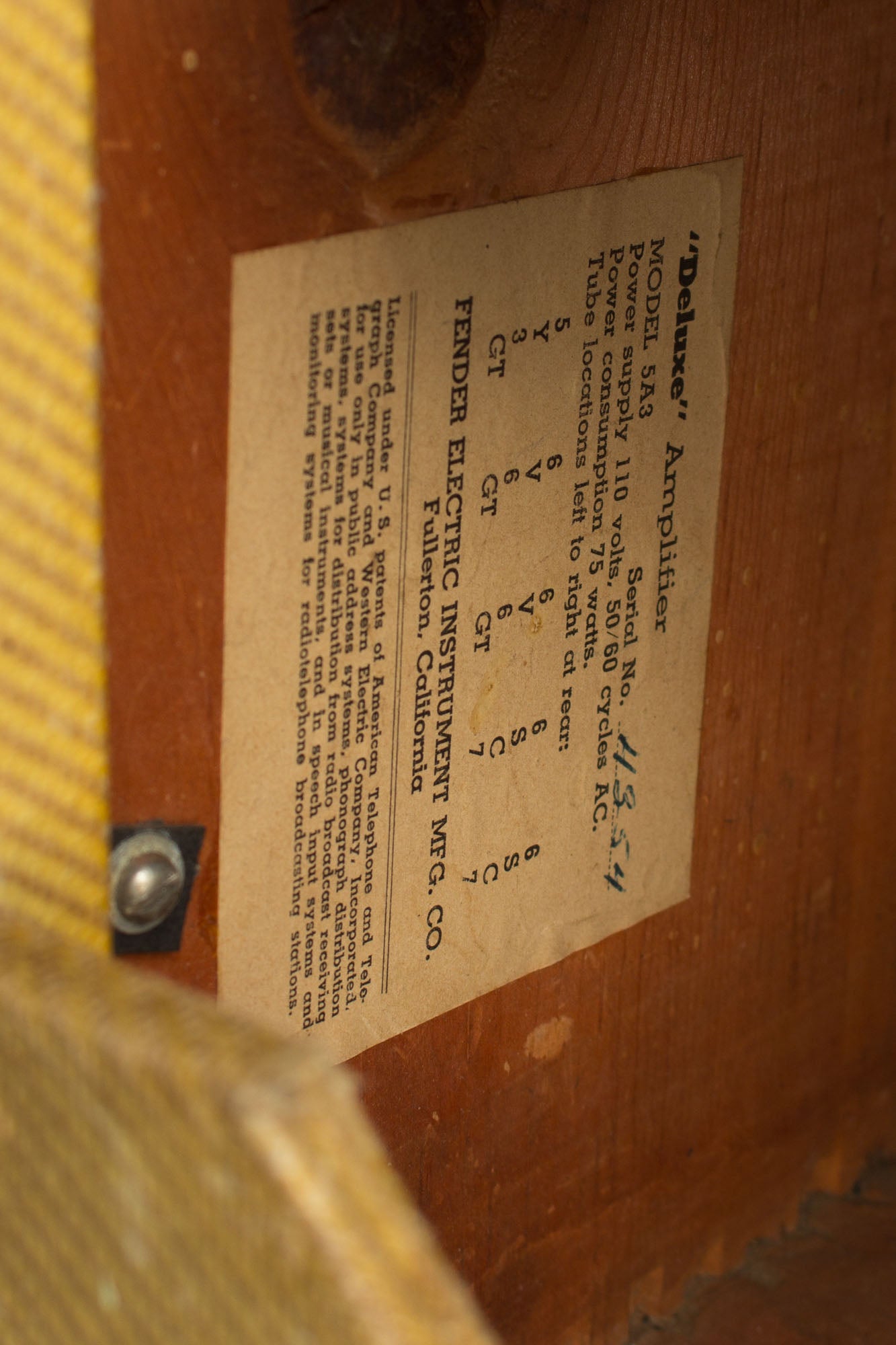 Fender Deluxe Model 5A3 Tube Amplifier (1951)