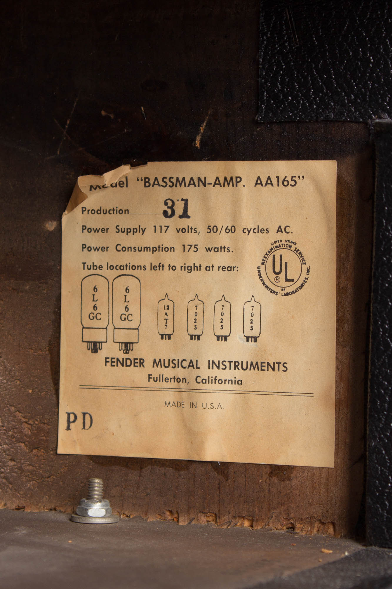 Fender Bassman AB165 Tube Bass Amplifier (1966)
