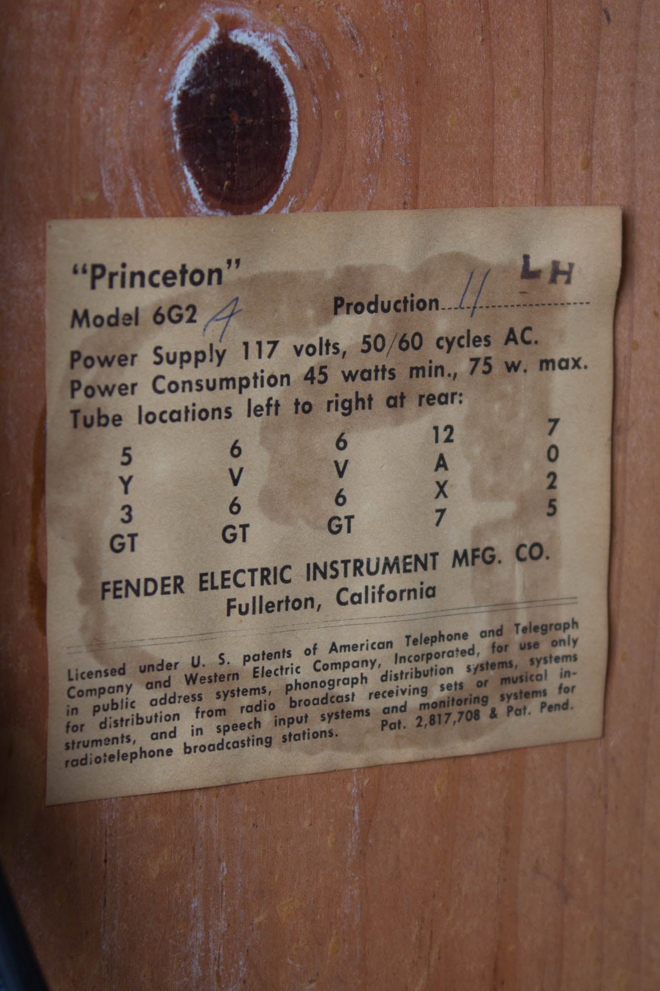 Fender Princeton 6G2 Tube Amplifier (1962)