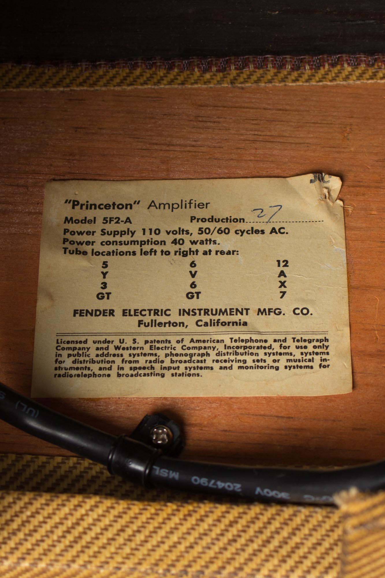 Fender Princeton 5F2-A Tube Amplifier (1960)