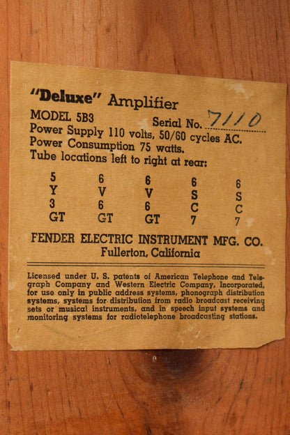 Fender Deluxe Model 5B3 Tube Amplifier (1953)