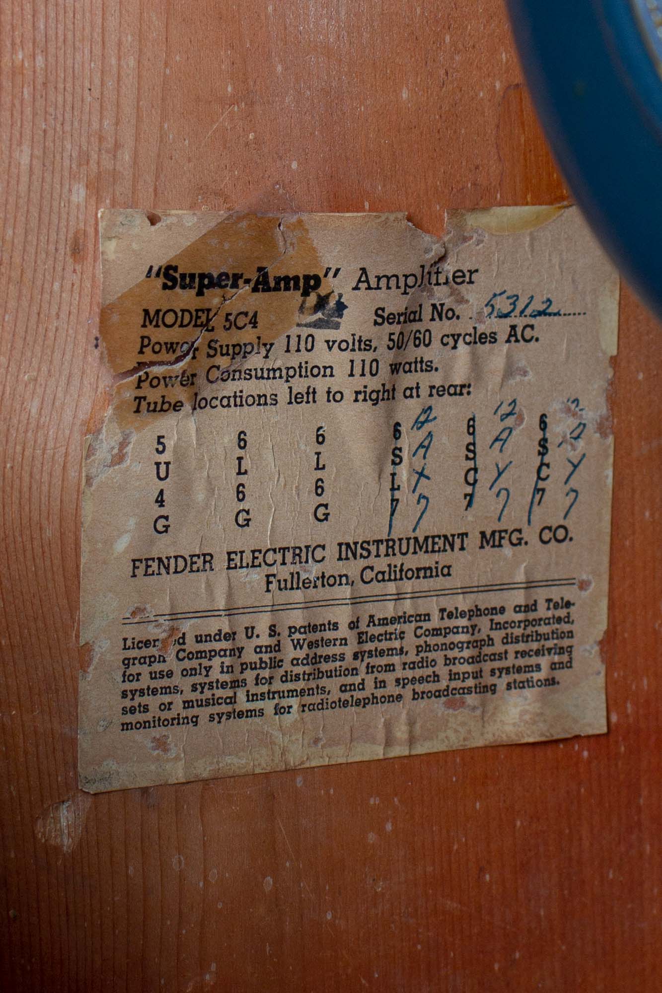 Fender Super-Amp Model 5C4 Tube Amplifier (1954)