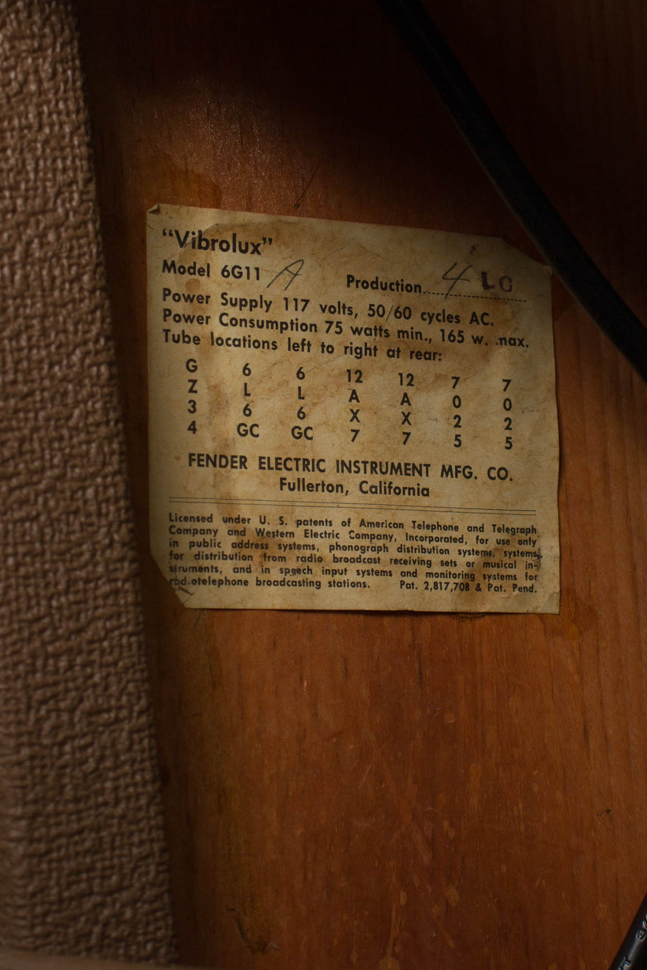 Fender Vibrolux 6G11A Tube Amplifier (1962)