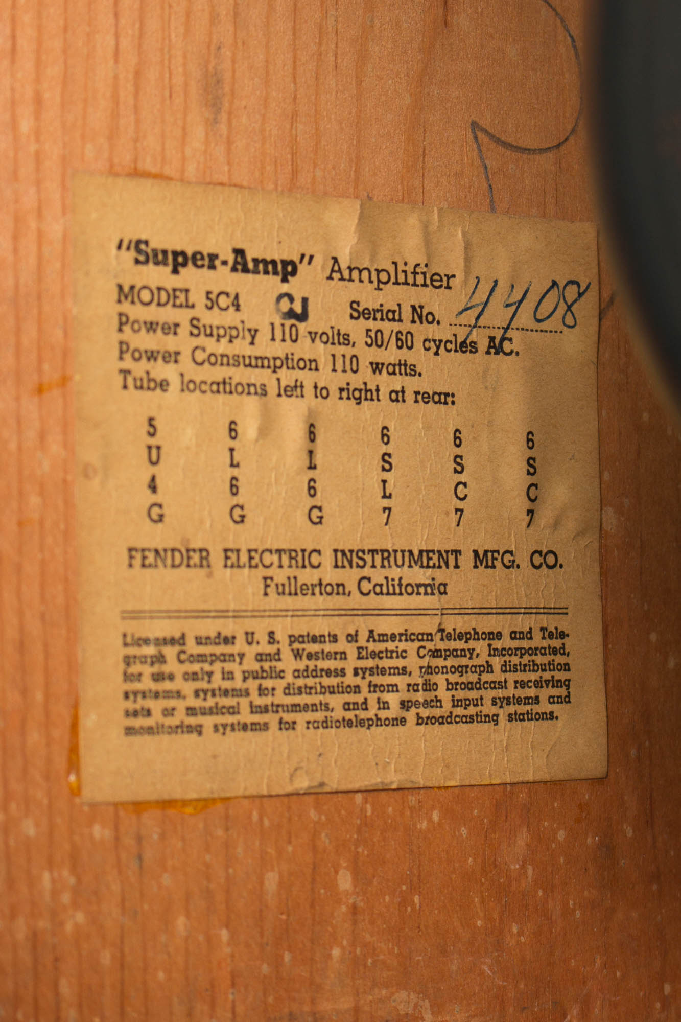 Fender Super-Amp Model 5C4 Tube Amplifier (1953)