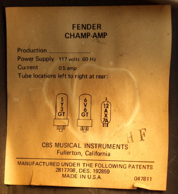 Fender Silverface Champ Tube Guitar Amplifier (1970)