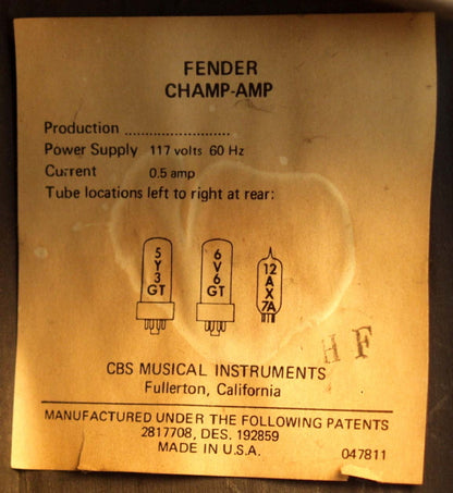 Fender Silverface Champ Tube Guitar Amplifier (1970)