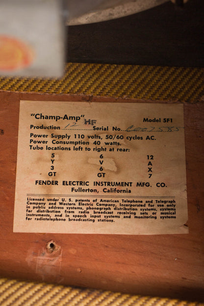 Fender Champ 5F1 Tube Amplifier (1958)
