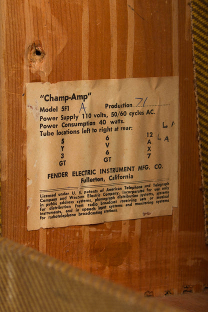 Fender Champ-Amp 5F1 Tube Amplifier (1962)