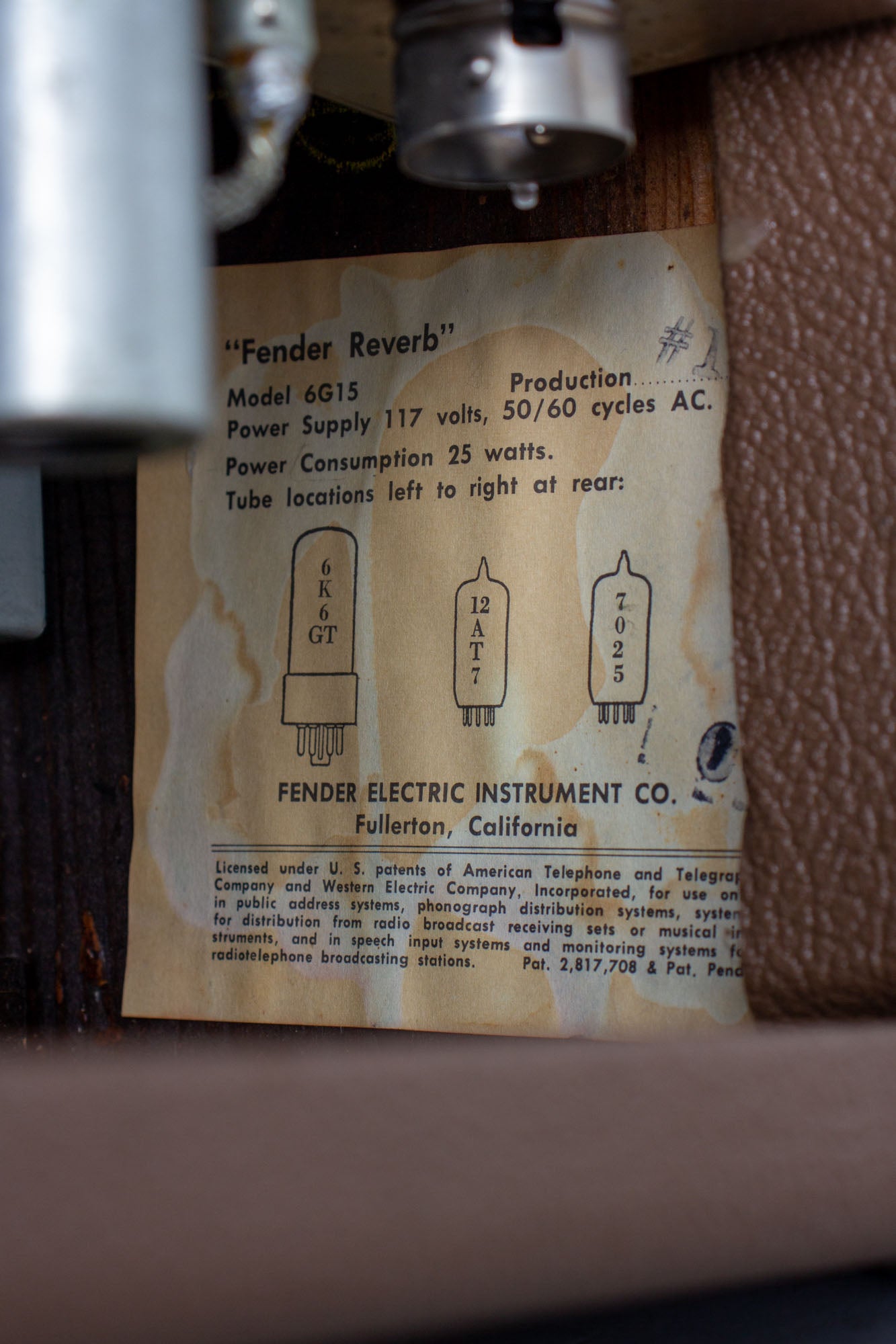 Fender Tube Model 6G15 Reverb Unit Effect (1965)