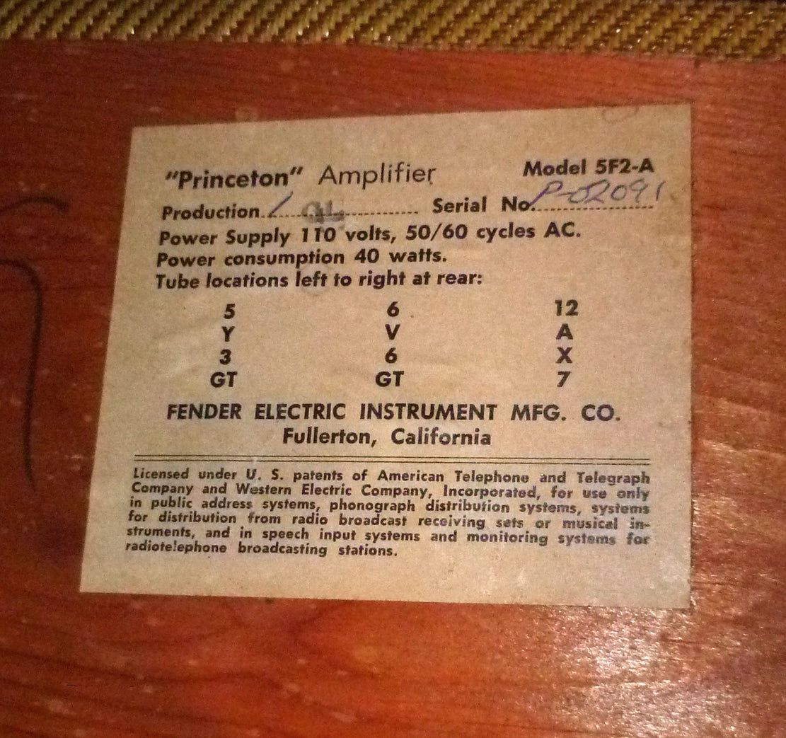 Fender Princeton 5F2-A Tube Amplifier (1957)