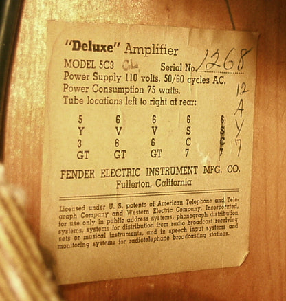 Fender Deluxe Model 5C3 Tube Amplifier (1953)