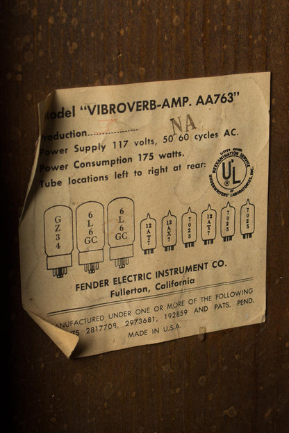 Fender Vibroverb AA-763 Owned and used by Ry Cooder Tube Amplifier (1964)