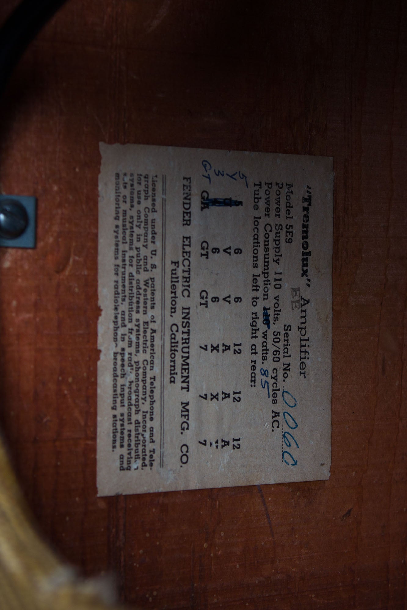 Fender Tremolux Model 5E9 Tube Amplifier (1955)