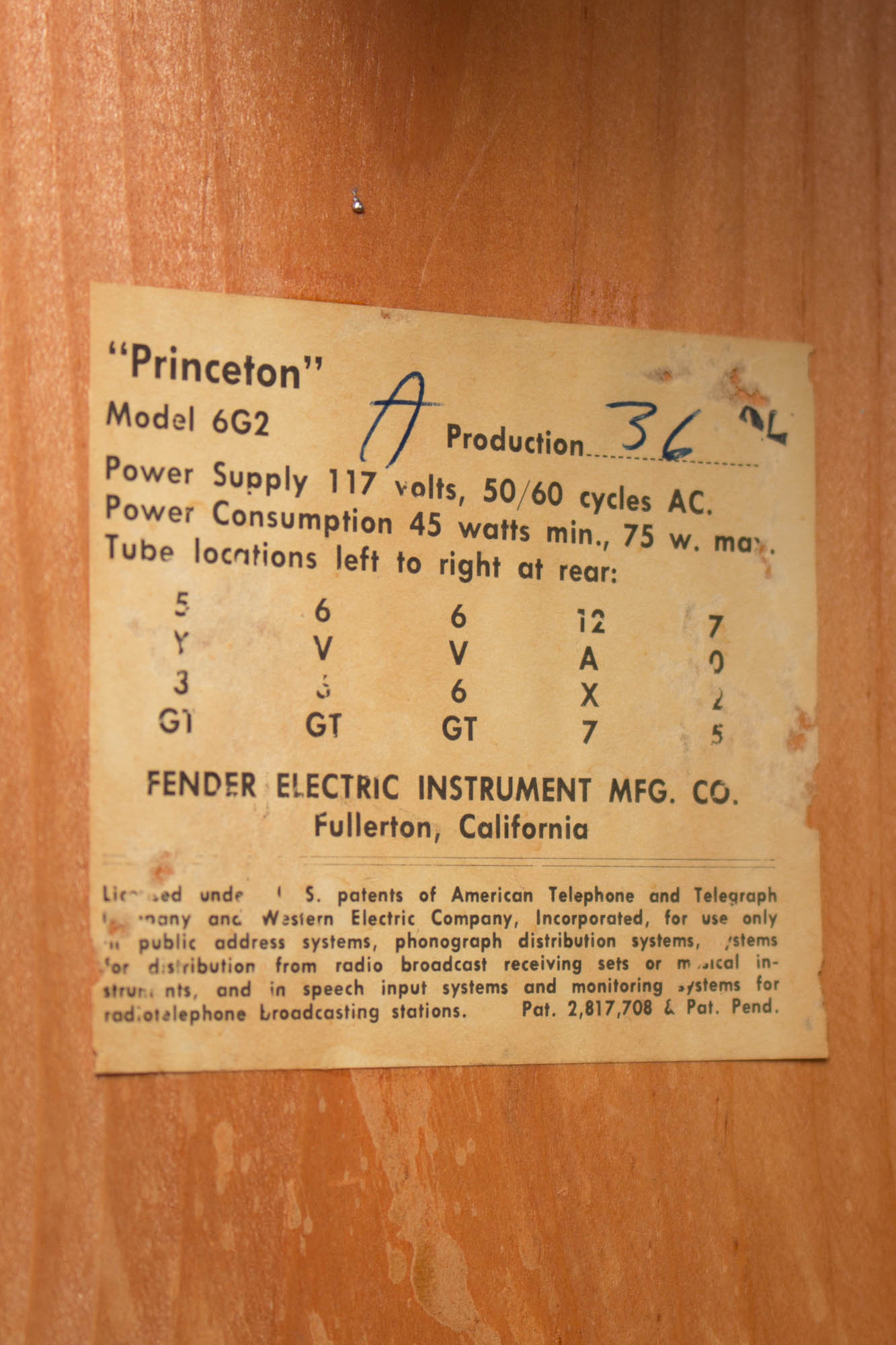 Fender Princeton 6G2 Tube Amplifier (1961)