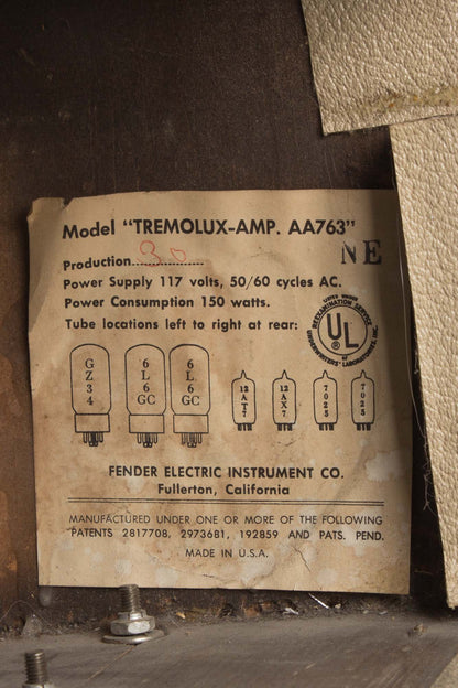Fender Tremolux AA763 w/Larry Rodgers Reproduction 2x10 Cabinet Piggyback Tube Amplifier (1964)