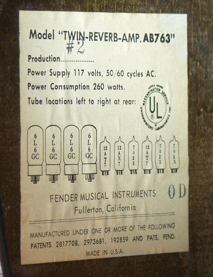 Fender Twin Reverb Tube Amplifier (1965)