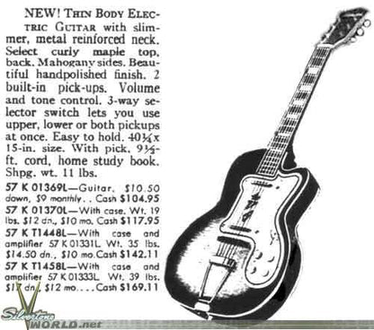 Kay Silvertone Thin Twin Model 1369L Semi-Hollow Body Electric Guitar (1957)