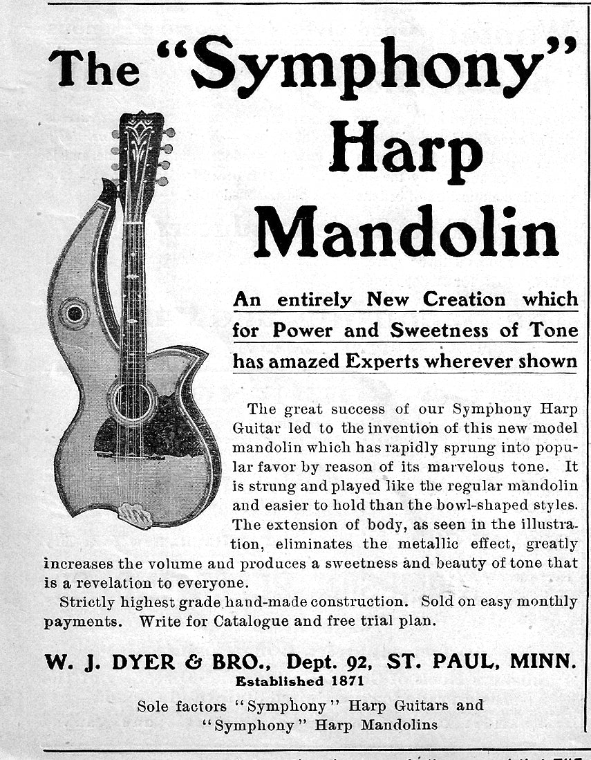 Larson Brothers Dyer Symphony Harp Style 20 Flat Back Mandolin (1908)