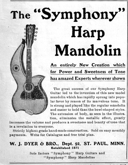 Larson Brothers Dyer Symphony Harp Style 20 Flat Back Mandolin (1908)
