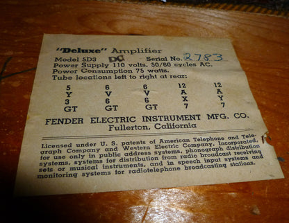 Fender Deluxe Model 5D3 Tube Amplifier (1954)