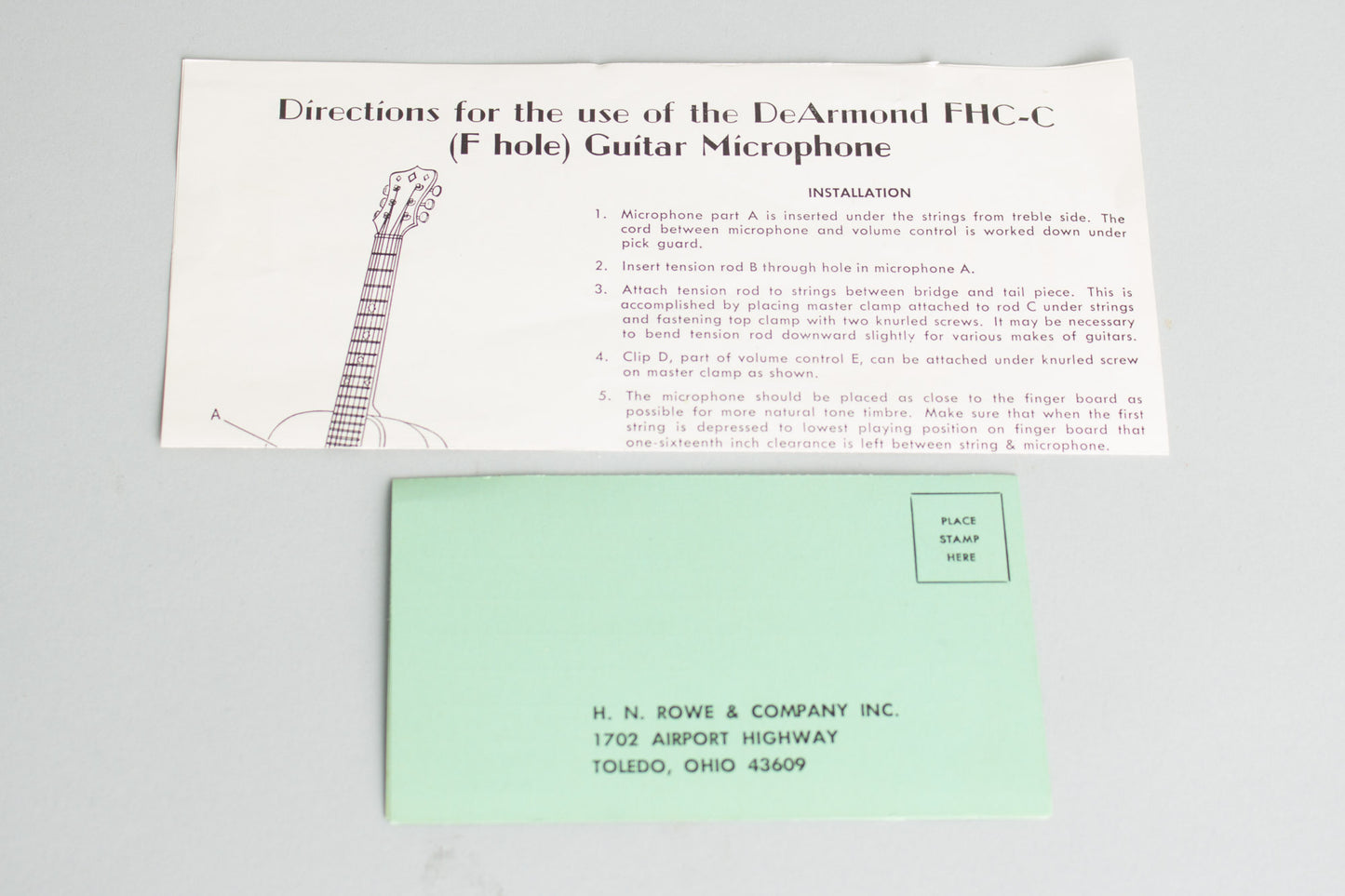 DeArmond Model FHC Archtop Guitar Pickup (1970)