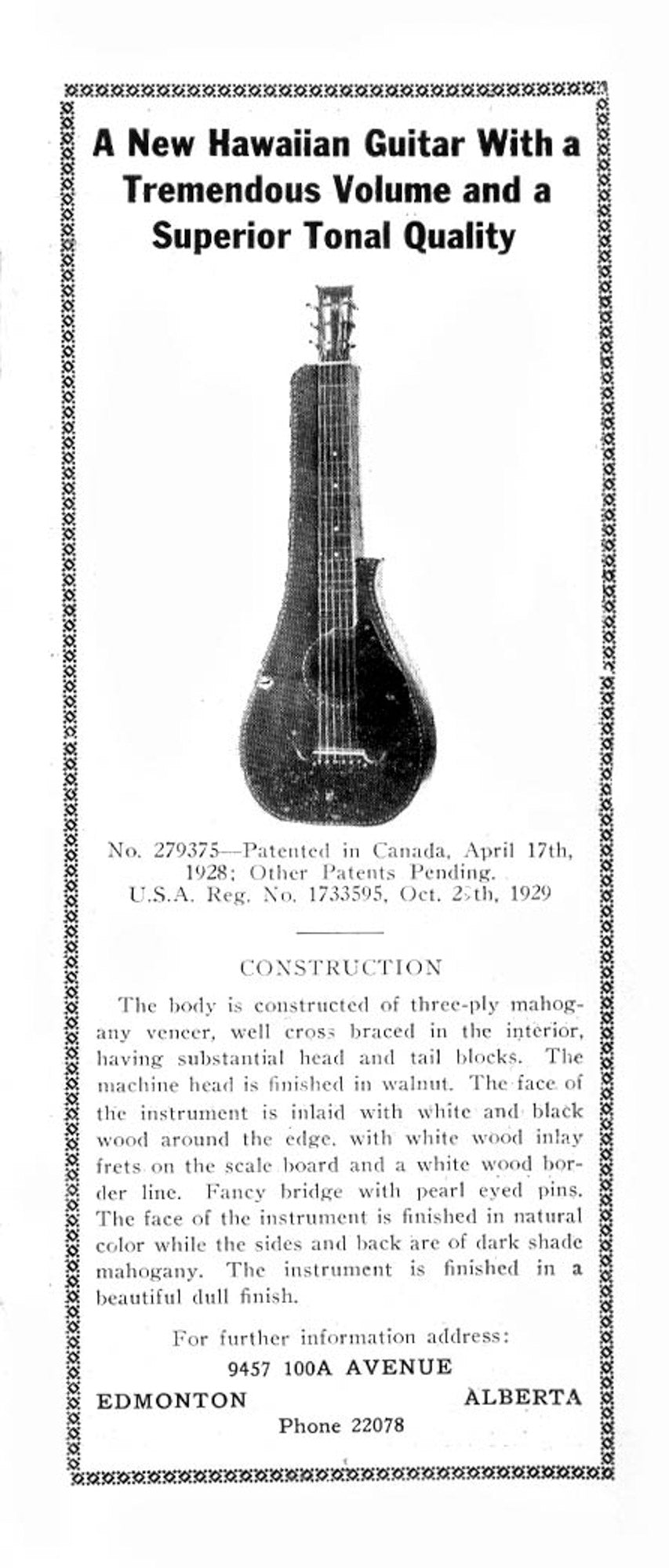Greenfield Style 2 Hawaiian Acoustic Guitar (1931)