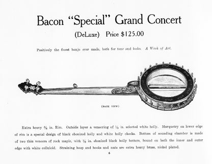 Bacon Special Grand Concert (Deluxe) 5 String Banjo (1913)