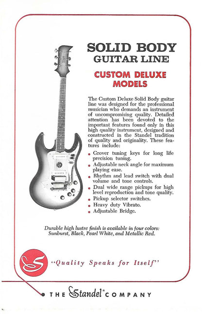Standel Custom Deluxe Solid Body Electric Guitar (1965)