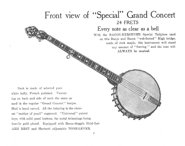 Bacon Special Grand Concert (Deluxe) 5 String Banjo (1913)
