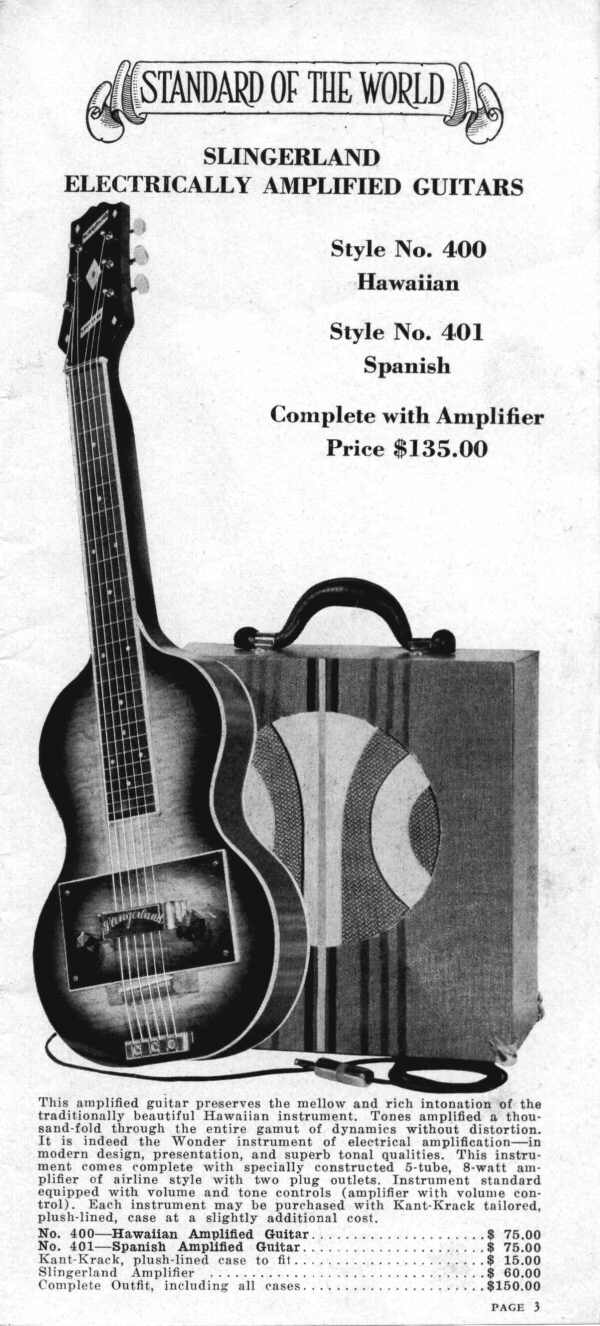 Slingerland Songster Model 401 Solid Body Electric Guitar (1937)