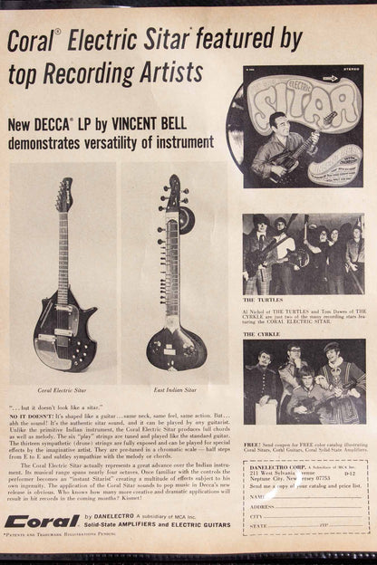Danelectro Coral Vincent Bell Sitar Semi-Hollow Body Electric Guitar (1968)