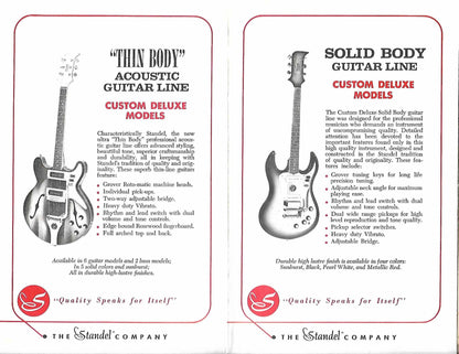 Standel Custom Deluxe Model 102 Thinline Hollow Body Electric Guitar (1966)