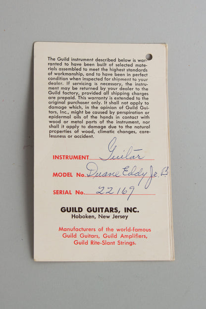 Guild Duane Eddy Jr B Thinline Hollow Body Electric Guitar (1962)