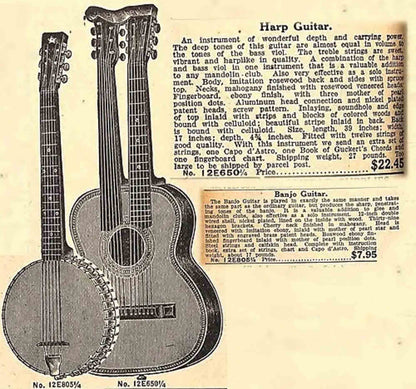 Harmony Supertone #12E 650 1/4 Harp Guitar (1918)